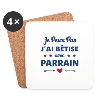 je peux pas j ai bêtise avec Parrain - Dessous de verre (lot de 4) - blanc - Devant