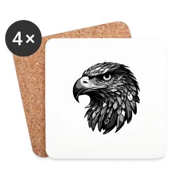 Eagle Portrait Head Animal - Coasters (set of 4) - white - Front