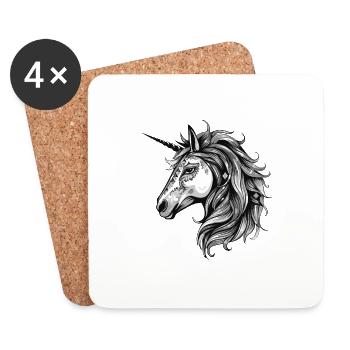 Unicorn Portrait Head Animal - Coasters (set of 4) - white - Front