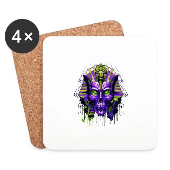 Pharao Totenkopf Skelett Bunt - Untersetzer (4er-Set) - Weiß - Vorne