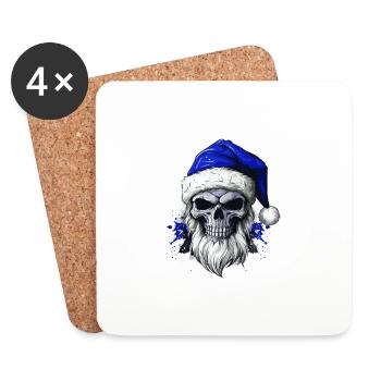 Santa Claus Skull Christmas Colorful - Coasters (set of 4) - white - Front
