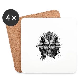 Squelette de crâne de pharaon - Dessous de verre (lot de 4) - blanc - Devant