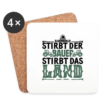 Wenn der Bauer stirbt, stirbt das Land, Bauerndemo - Untersetzer (4er-Set) - Weiß - Vorne