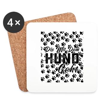 Who goes with the dog. Dog owner.dog. - Coasters (set of 4) - white - Front