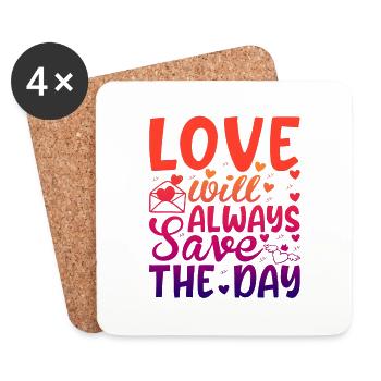 Aimez-moi la Saint-Valentin Joyeux Valentin Saint-Valentin - Dessous de verre (lot de 4) - blanc - Devant