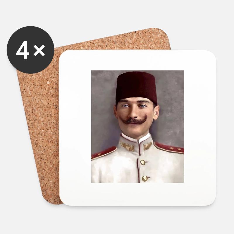 Mustafa Kemal Atatürk - Untersetzer (4er-Set) - Weiß