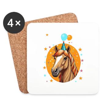 J’ai 9 ans Chevaux Cheval 9e anniversaire - Dessous de verre (lot de 4) - blanc - Devant