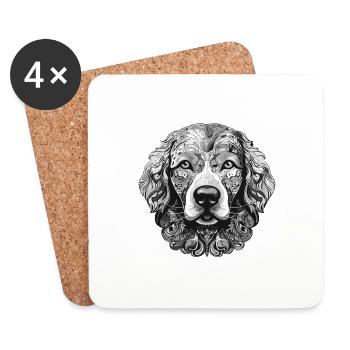 Golden Retriever Dog Portrait Head Animal - Coasters (set of 4) - white - Front