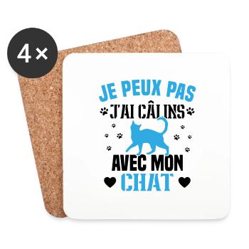 I Can't I Cuddle With My Cat Gift - Coasters (set of 4) - white - Front