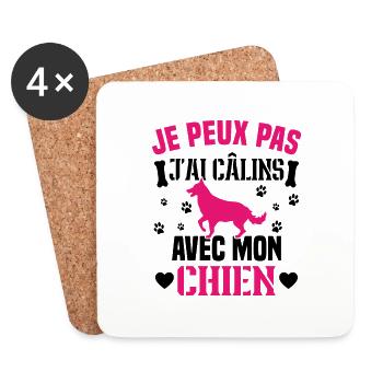 I can't cuddle with my dog humor - Coasters (set of 4) - white - Front