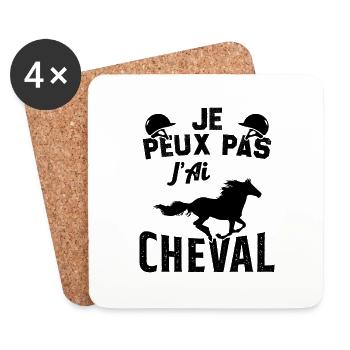 je peux pas jai cheval - Dessous de verre (lot de 4) - blanc - Devant
