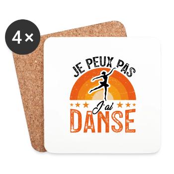 j'peux pas j'ai Danse - Retro Vintage - Dessous de verre (lot de 4) - blanc - Devant