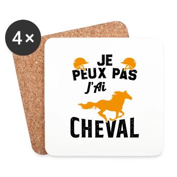 je peux pas jai cheval - Dessous de verre (lot de 4) - blanc - Devant