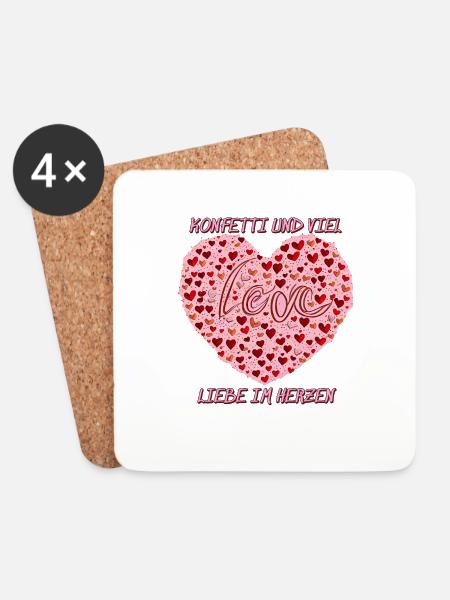 KONFETTI UND VIEL LIEBE IM HERZEN - Untersetzer (4er-Set) - Weiß