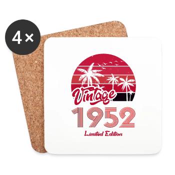 Jahrgang 1952 Limitierte Auflage Rot - Untersetzer (4er-Set) - Weiß - Vorne