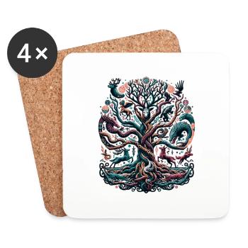 Arbre de vie celtique : Symphonie de la nature - Dessous de verre (lot de 4) - blanc - Devant