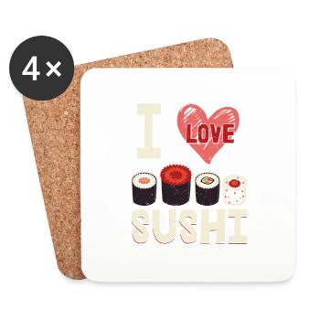 I Love SushiI Love Sushi Japanese Kitchen Japanese - Coasters (set of 4) - white - Front