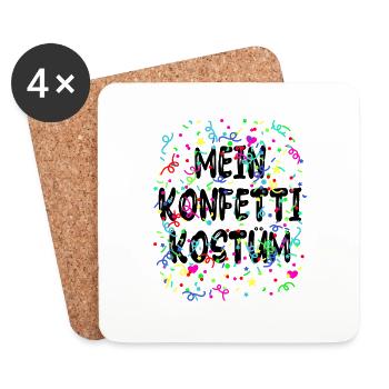 Mein Konfetti Kostüm für Karneval oder Fasching - Untersetzer (4er-Set) - Weiß - Vorne
