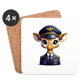 Cute Giraffe Pilot - Coasters (set of 4) - white - Front