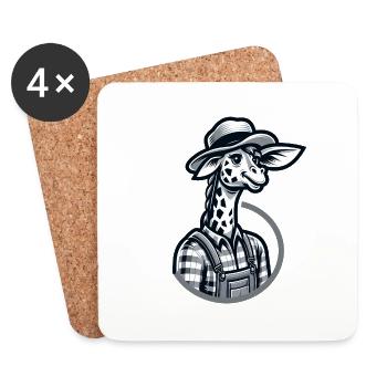 Fermier de girafe mignon - Dessous de verre (lot de 4) - blanc - Devant