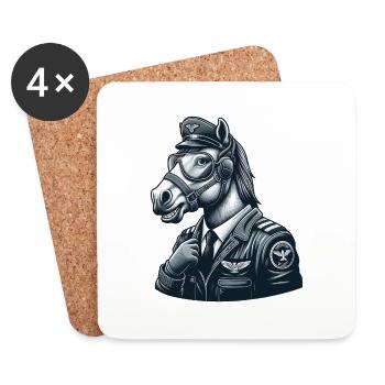 Pilote de cheval mignon - Dessous de verre (lot de 4) - blanc - Devant