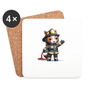 Cute Horse Firefighter - Untersetzer (4er-Set) - Weiß - Vorne