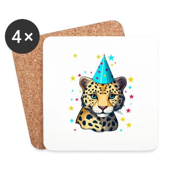 Ich bin 6 Jahre alt Leoparde Leopard 6. Geburtstag - Untersetzer (4er-Set) - Weiß - Vorne