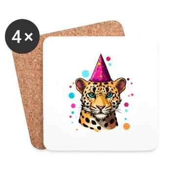 Ich bin 5 Jahre alt Leoparde Leopard 5. Geburtstag - Untersetzer (4er-Set) - Weiß - Vorne
