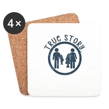 Fishing Gift Idea Angler Couple Funny True Story - Coasters (set of 4) - white - Front