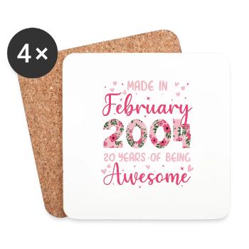 Février 2004 Cadeau Anniversaire 20 Ans Pour Femme - Dessous de verre (lot de 4) - blanc - Devant