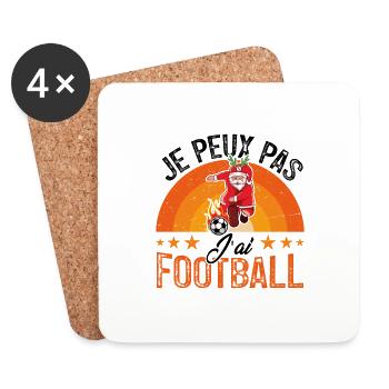 je peux pas j ai foot - Dessous de verre (lot de 4) - blanc - Devant