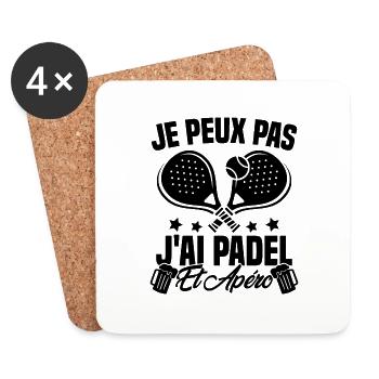 I can't I have padel and aperitif Padeliste Gift - Coasters (set of 4) - white - Front