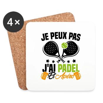Ich kann nicht Padel und Aperitif Padeliste Geschenk - Untersetzer (4er-Set) - Weiß - Vorne