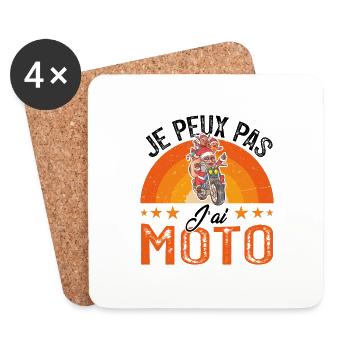 Je peux pas j ai moto - Dessous de verre (lot de 4) - blanc - Devant