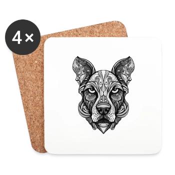 Great Dane Hund Porträt Kopf Tier - Untersetzer (4er-Set) - Weiß - Vorne
