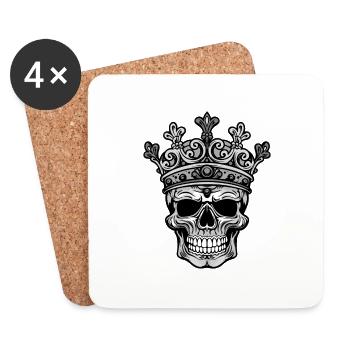 Crâne de la couronne du roi Crâne - Dessous de verre (lot de 4) - blanc - Devant