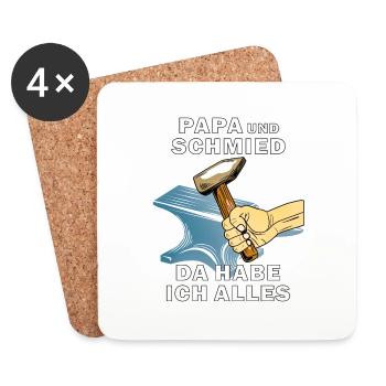 HAMMER AMBOSS PAPA UND SCHMIED - Untersetzer (4er-Set) - Weiß - Vorne