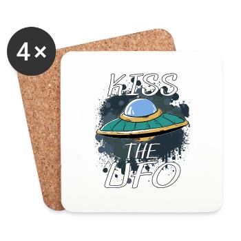 KISS THE UFO - Coasters (set of 4) - white - Front