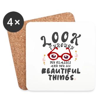brilliant Brille positiv - Untersetzer (4er-Set) - Weiß - Vorne