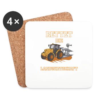 Rettet die Landwirtschaft - Landwirt Bauern Demo - Untersetzer (4er-Set) - Weiß - Vorne