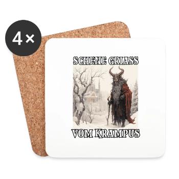 Krampus mask Krampus costume Kramperl Evil Santa - Coasters (set of 4) - white - Front