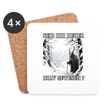 Krampus T | Costume de Krampus | Père Noël - Dessous de verre (lot de 4) - blanc - Devant