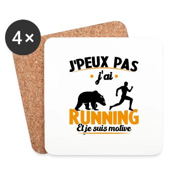 Je Peux Pas J ai Running Et Je Suis Motivé - Dessous de verre (lot de 4) - blanc - Devant