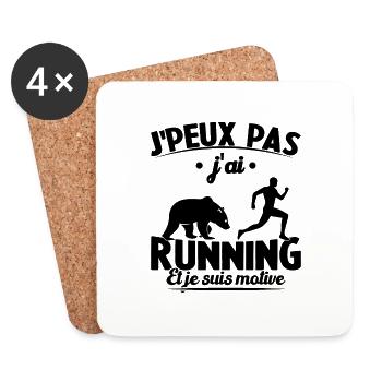 Je Peux Pas J ai Running Et Je Suis Motivé - Dessous de verre (lot de 4) - blanc - Devant