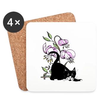 Cat - Coasters (set of 4) - white - Front