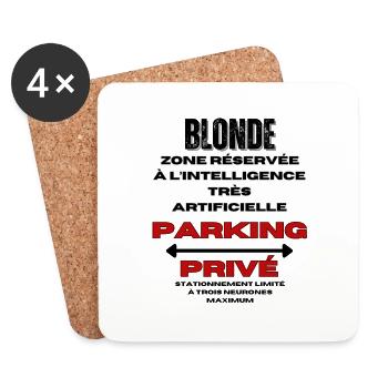 Geschenk für Frauen, Blondine, Humor, Humorvolles T-Shirt - Untersetzer (4er-Set) - Weiß - Vorne