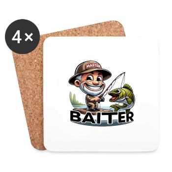 Master Baiter: Das ultimative Spaß-Angel-T-Shirt - Untersetzer (4er-Set) - Weiß - Vorne