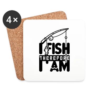 "Ich fische, also bin ich" - minimalistisches Angeln - Untersetzer (4er-Set) - Weiß - Vorne