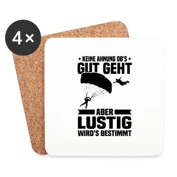 Keine ahnung ob's gut geht Fallschirmspringer - Untersetzer (4er-Set) - Weiß - Vorne