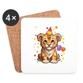 J’ai 6 ans Leo Leo 6ème anniversaire - Dessous de verre (lot de 4) - blanc - Devant